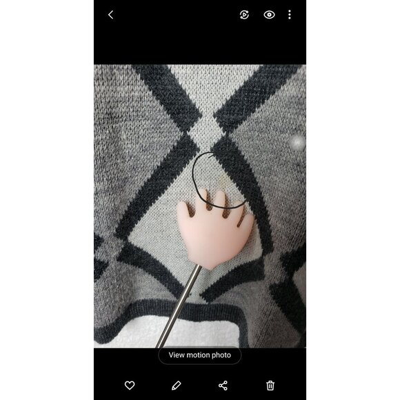 Adolfo Vtg Argyle Acrylic & Lambs Wool Blend Sweater Charcoal Large - Picture 2 of 8